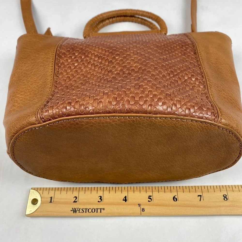 Anthropologie Tobacco Mini Crossbody Purse Brown Textured